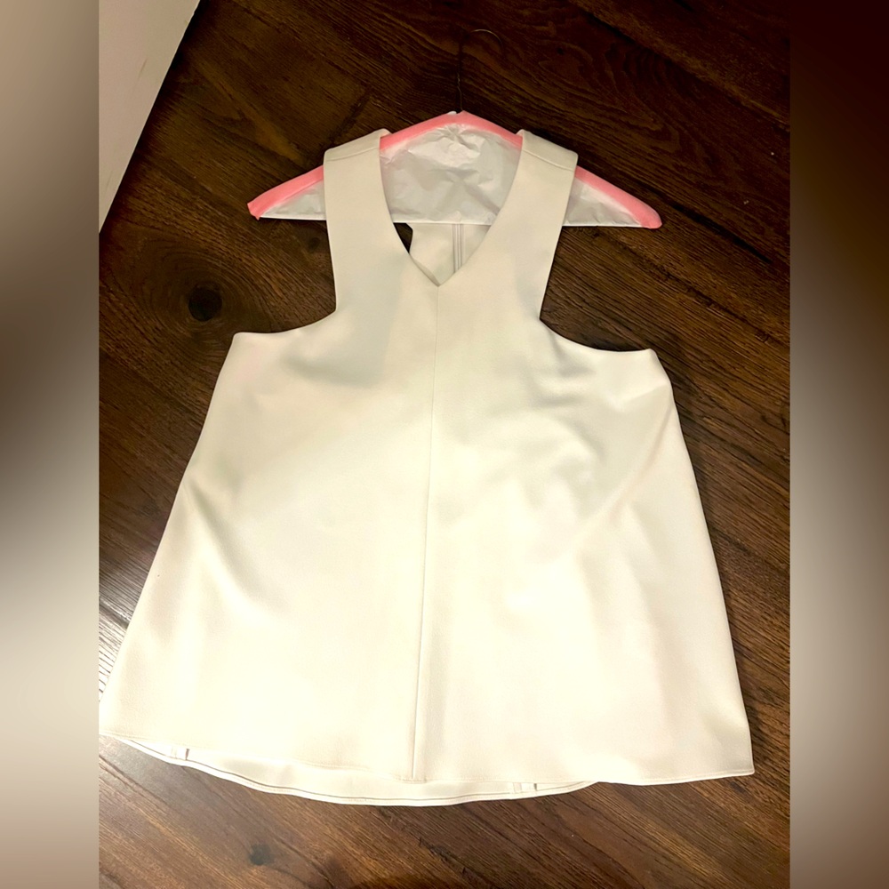 Tibi white top, gold zipper details, flattering neckline, only worn twice